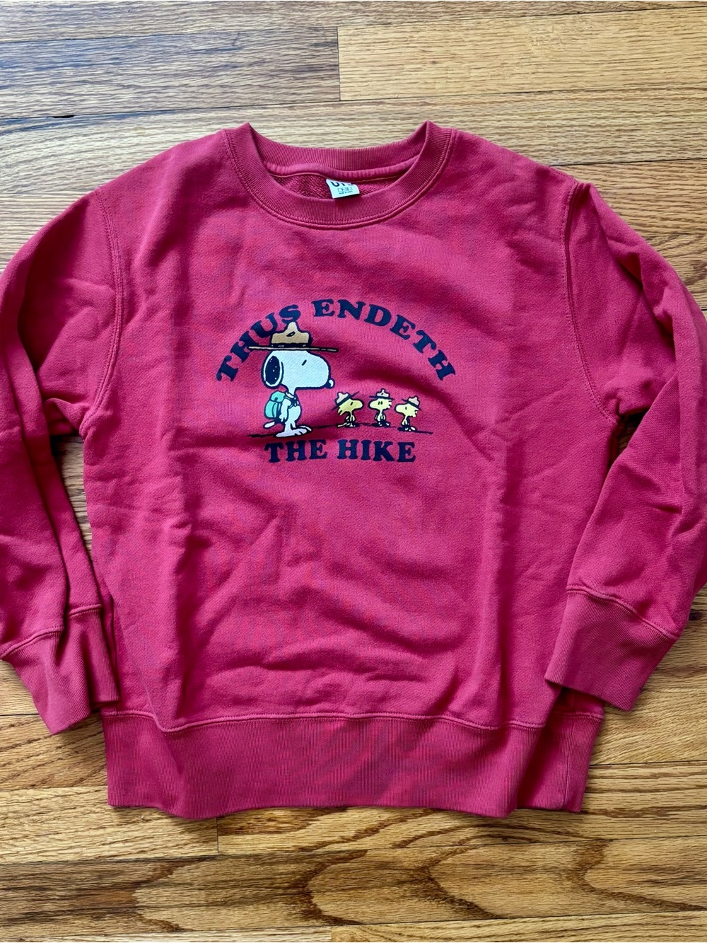 Uniqlo Kids Maroon Snoopy 'The Hike' Graphic Sweatshirt